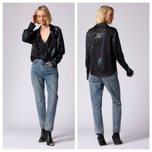 New Equipment Mathilda Floral Washed Silk Ruffle Long Sleeve Blouse Womens Small